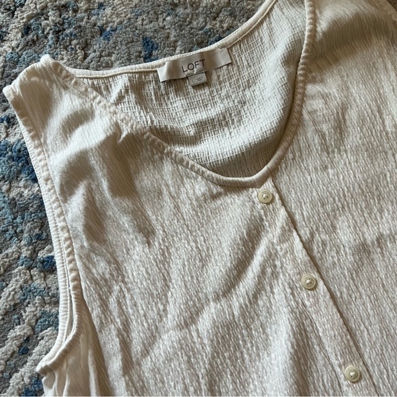 🆕 LOFT cream sleeveless blouse size large - Picture 5 of 7